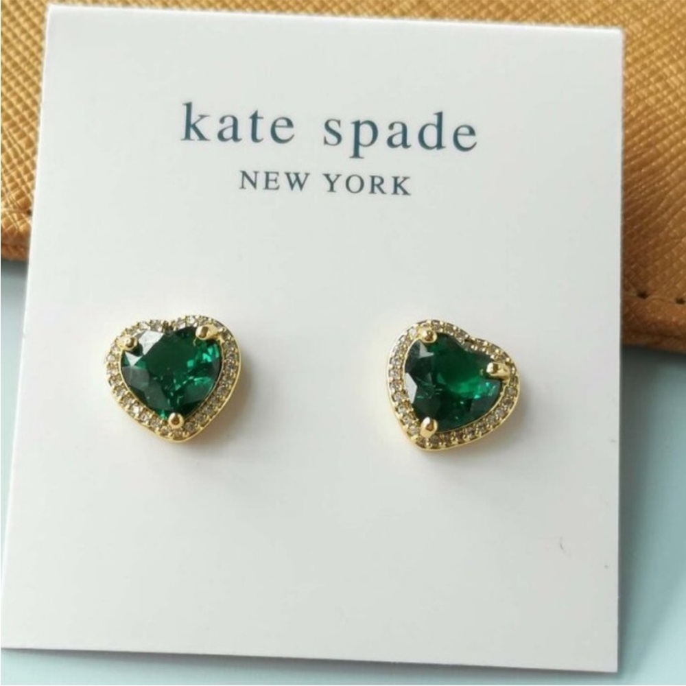Kate Spade pavé Emerald Heart studs